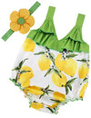 Princesasa Floral Sunsuit Newborn Yellow Lemon Romper Headband Baby Girl'S Clothes,9Ed90,0-6 Months(Size S)