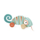 Janod - Tropik Pull-Along Chameleon - Wooden Early-Learning Toy - Silent Wheels - Educational Walking and Balancing Toy - Water-