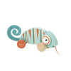 Janod - Tropik Pull-Along Chameleon - Wooden Early-Learning Toy - Silent Wheels - Educational Walking and Balancing Toy - Water-