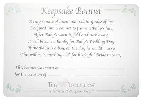 Stephan Baby Bonnets - White Cotton Christening Bonnet With Cutwork Embroidered Cross And Satin Bows, One Size, Straight Hem