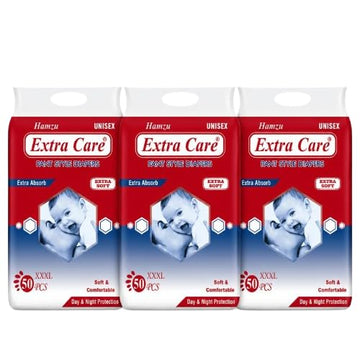 Hamzu Extra Care Baby Pant Diaper Xxxl Size 150 Piece (1822 Kg)  Pack Of 3