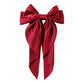 Red Silky Bow Hair Barrettes Jumbo Bow Clip With Tails Hair Clip For Woman Girls Satin Large Hair Slides French Barrette Long Ta