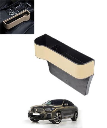 RKPSP Multifunctional Beige Leather Storage Box Organizer Car Seat Gap Filler Cup Holder For Car260