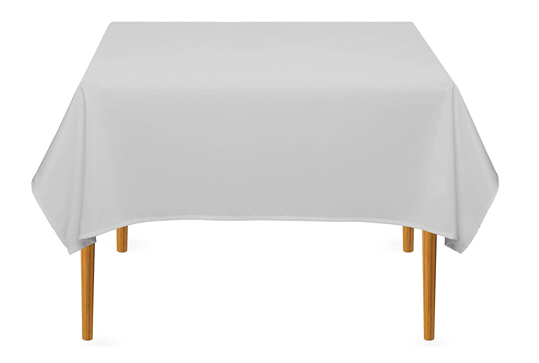 Pomp Silver 70 X 70 Premium Polyester Tablecloth  Wrinkle  Stain Resistant Easy Care Fabric  Fits 6Ft Rectangle Table