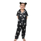 Girls Silk Bleand Printed Short Sleeve Pajamas Set (Black, 56 Yrs)57688