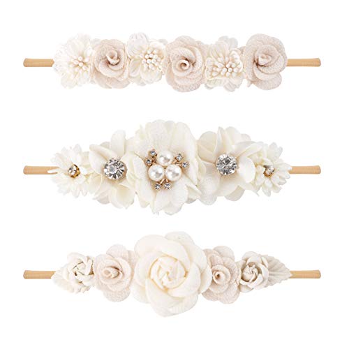 Bfnaagirl Baby Girl Floral Headband Nylon Flower Crown Elastic Hairband 3Pcs Hair Accessories Gift For Girls (30#)