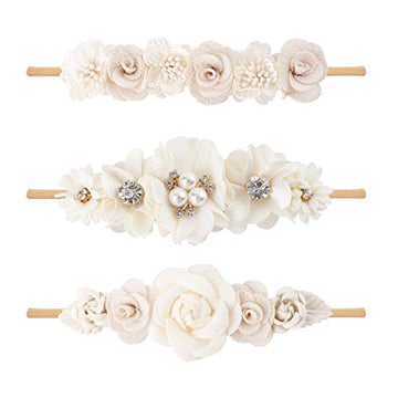 Bfnaagirl Baby Girl Floral Headband Nylon Flower Crown Elastic Hairband 3Pcs Hair Accessories Gift For Girls (30#)