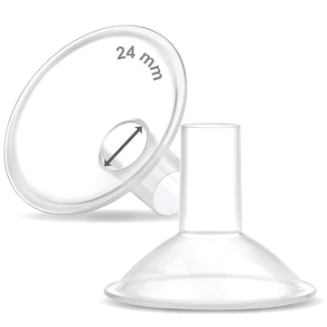 Maymom MyFit, Crater Series, 24 mm 2xTwo-Piece Breastshield Compatible with Medela Breast Pumps. Long Nipple Tunnel for Elasitc 