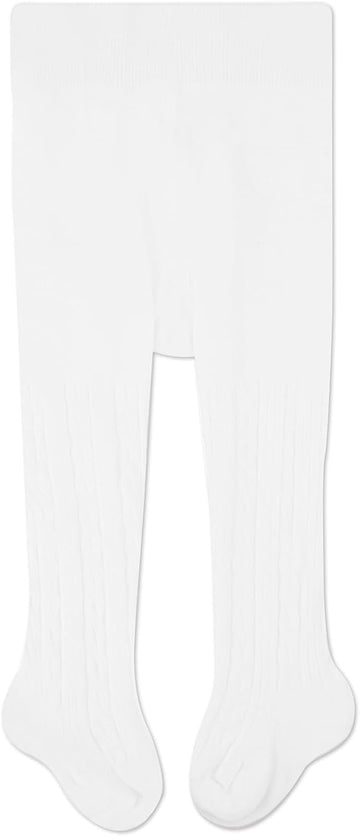 Cozyway Cable Knit Cotton Leggings/Tights For Baby Girls, 1 Pack, White, 6-12 Months Old
