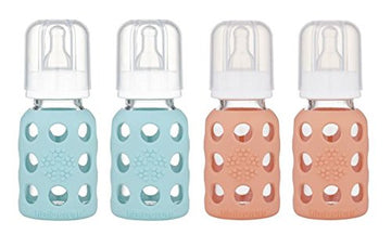 Lifefactory 4Oz Glass Baby Bottle (Mint/Cantaloupe 4Pk)