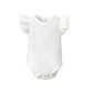 Lysmuch Baby Girls Ruffle Short Sleeve Bodysuit Infant Solid Onesie Casual Plain Blouse Top Romper (White-02, 12-18 Months)