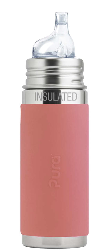 Pura Kiki 9Oz/260Ml Stainless Steel Insulated Sippy Bottle W/Sleeve, Plastic-Free, Madesafe Certified, Medical-Grade Silicone Si