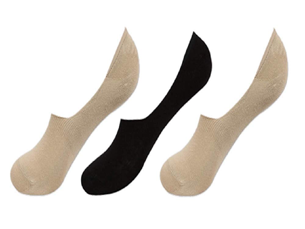 Pinkit No Show Socks For Girls/Women/Men/Boys | Loafer Socks With Anti Slip Silicon | Cotton Shoe Liner | Color Black & Beige (