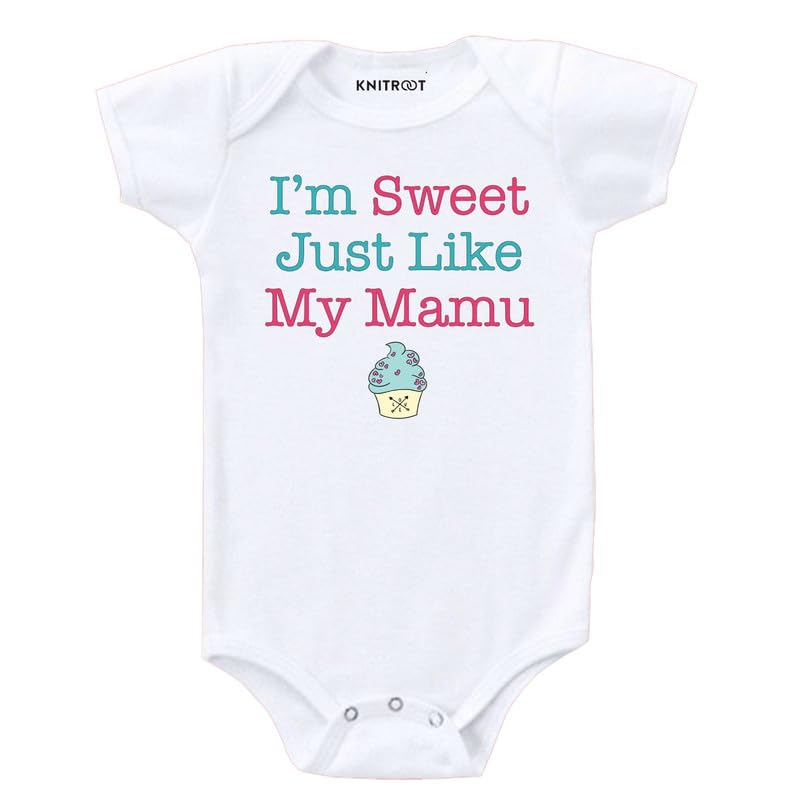 Knitroot Mamu Family Special Onesies, Unisex Baby Kids Cotton Lycra Envelope Neck Half Sleeve White Romper, Bodysuit, Sleepsuit,