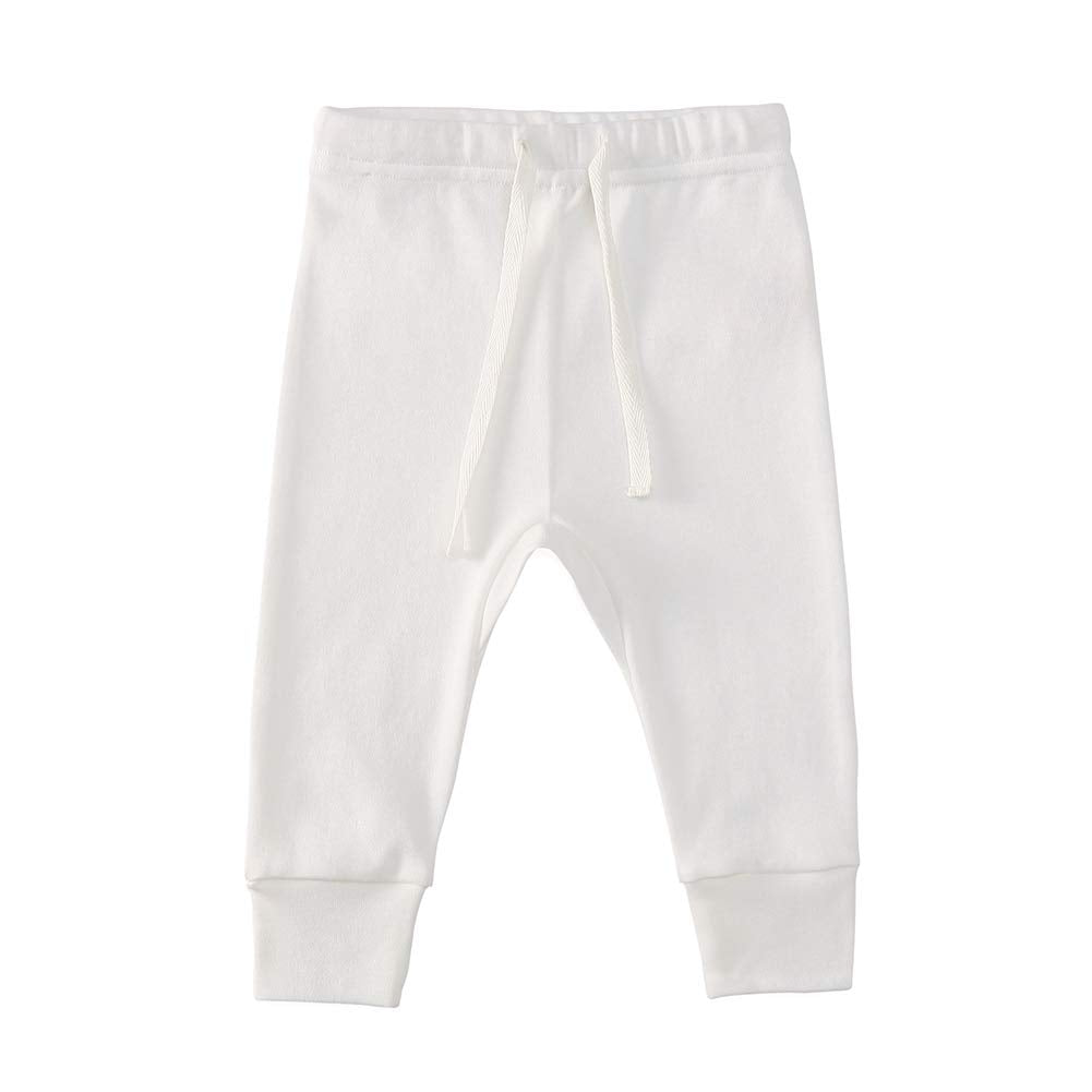 Owlivia Organic Cotton Baby Boy Girl 3-Pack Wiggle Pants Jogging Pants (3Pack Off-White, 12-18Months)