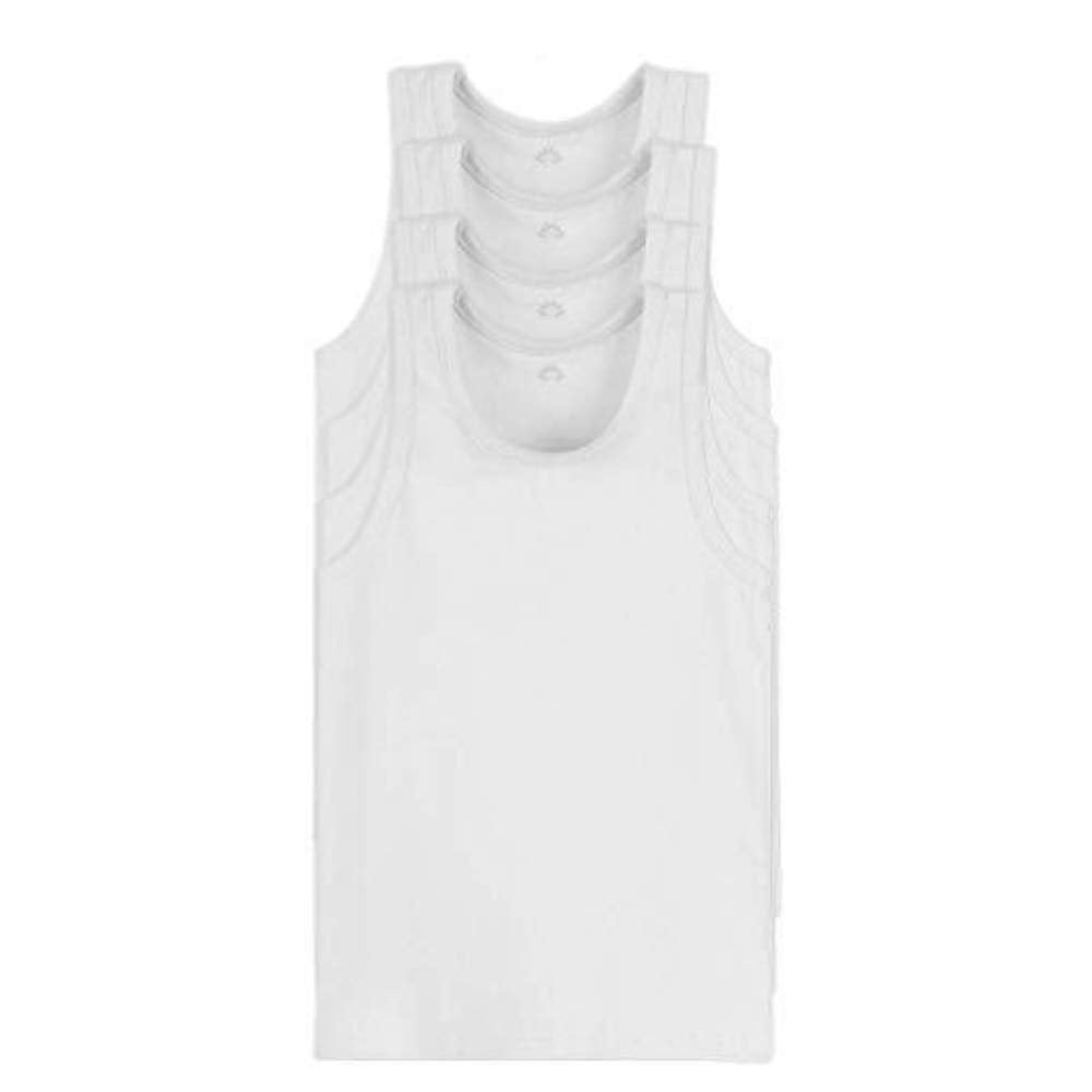 Lotuscomfort Premium 4 Pack Super Soft Boys Girls Unisex Kids Toddler Baby Tank Top Undershirts (2T White Pack)