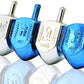 The Dreidel Company Metallic Silver & Blue Hanukkah Dreidels With English Translation- Includes Detailed 10 Game Instruction Car