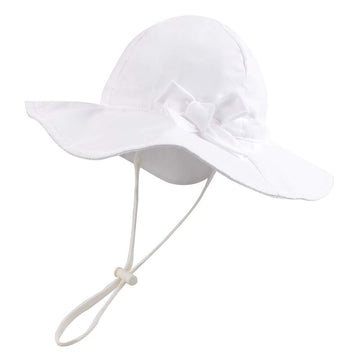 Baby Sun Hat Girls Floppy Bucket Hat Summer Toddler Outdoor Cap For Swim Beach (White, 50Cm/19.7'(1-2T))