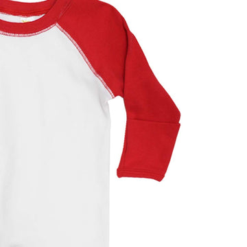 Laughing Giraffe Baby Blank Long Sleeve Raglan Baseball One Piece Bodysuit (3-6 Months, White/Red)