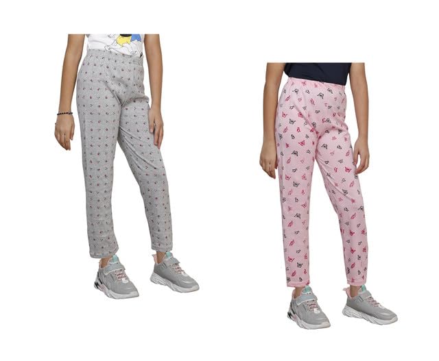 Girls Printed Cotton Regular Fit Pyjamas Lower (Pack of 2) Multicolor3