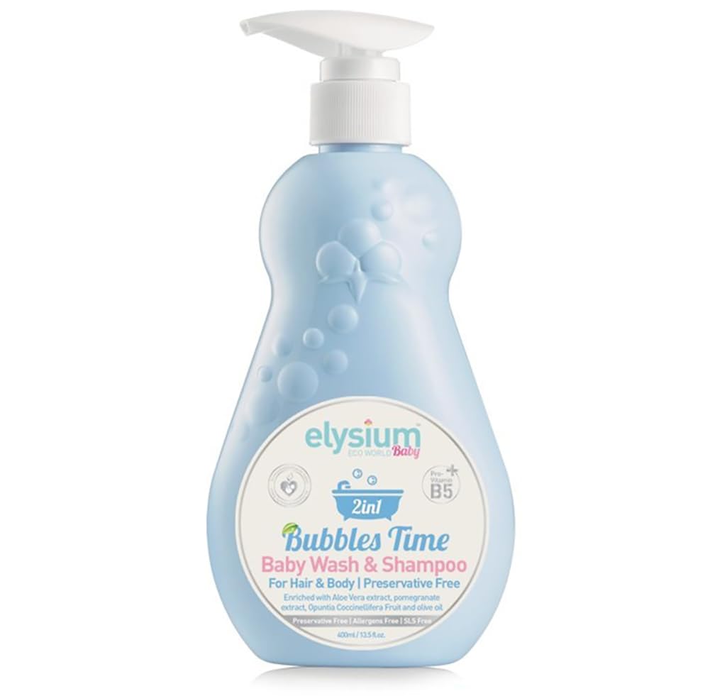 ELYSIUM ECO WORLD Organic Baby Shampoo and Body Wash - Tear-Free, Vegan, Non-Toxic, Hypoallergenic with Aloe Vera & Vitamin B5, 