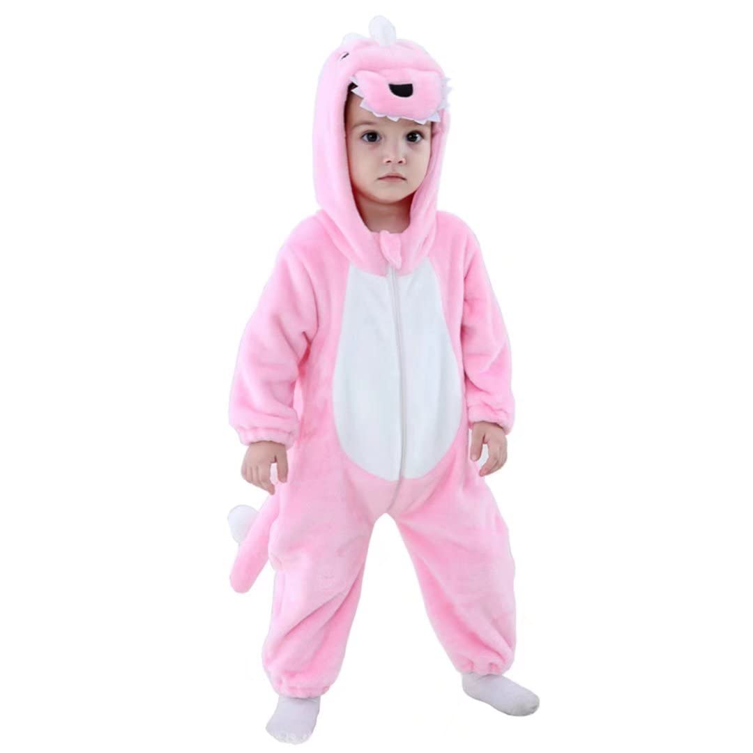 Baby Pink Dinosaur Costumes Unisex Toddler Outfit Halloween Dress Up Romper 6-12 Months