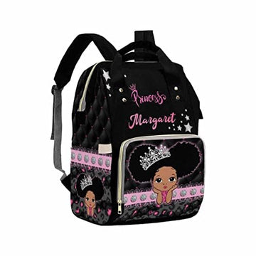 Artsadd Personalized Baby Bag - Large Capacity Diaper Bags With Princess Crown Design, Custom Name Backpack For Daughter Or Gran