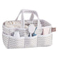 Dove Gray Chevron Storage Caddy - Chevron Print Body, Handles And Lining, Gray And White Trim, Gray And White, Two Handles, 12 I