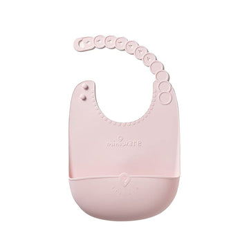 Miniware Roll And Lock Bib Silicone Baby Bib, Adjustable Fit Waterproof Bibs Easily Wipe Clean & Catch Food (Cotton Candy)