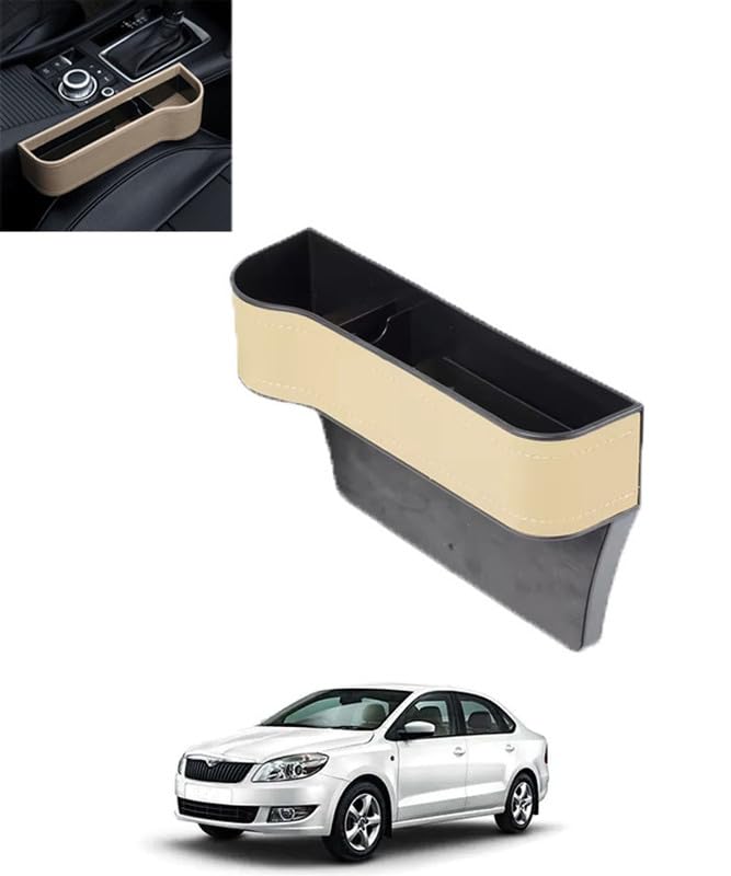 RKPSP Multifunctional Beige Leather Storage Box Organizer Car Seat Gap Filler Cup Holder For Car177