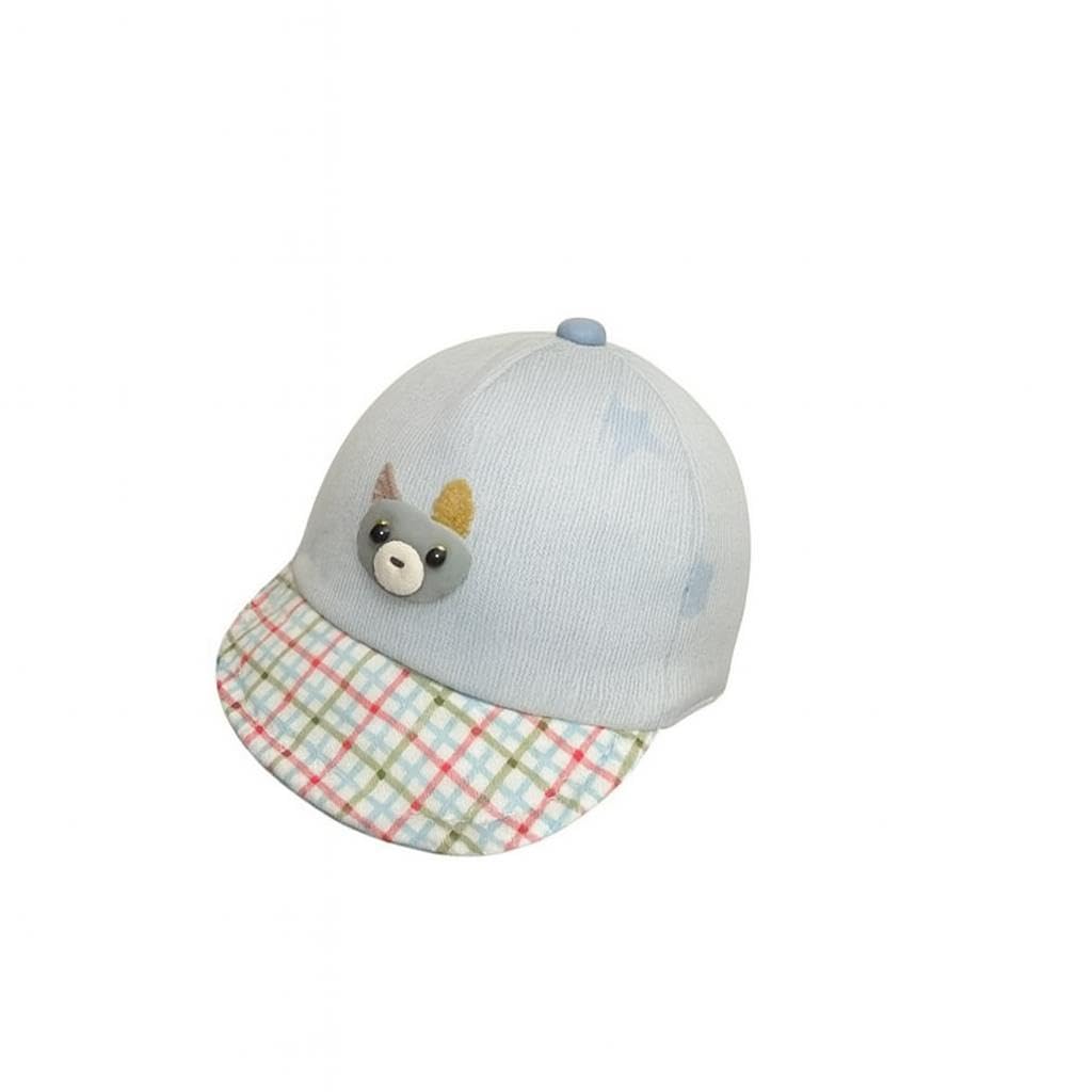 Famwrapz Baby Cap With Cute Monster Applique, Cotton Corduroy, Striped Brim,  Soft & Comfortable Sun Protection Hat For Newborn