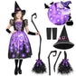 Spooktacular Creations Witch Costume For Girls, Purple Print Witch Costume, Light-Up Witch Halloween Costume Dress Up-M