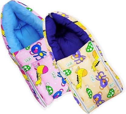 Mom & Son 2 In 1 BabyS Cotton Sleeping And Carry Bag (06 Months) (Pink & Peach)