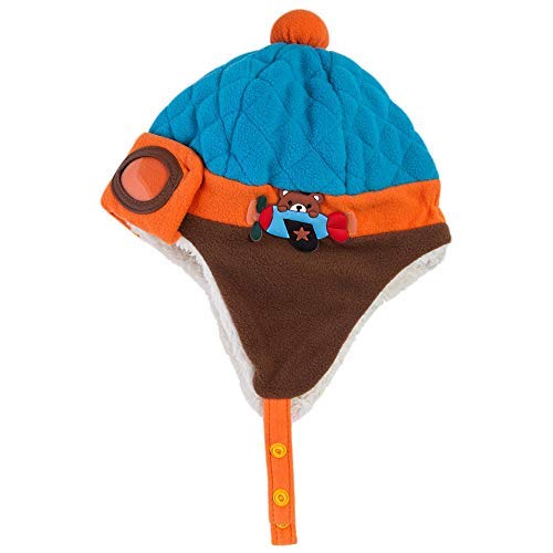 Crochet Earflap Pilot Hats Rabbit Ears Beanie Cap Winter Warm Knit Caps For Toddlers Baby Girls And Boys (Blue)