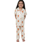 Girls Silk Bleand Printed Short Sleeve Pajamas Set (White, 56 Yrs)57686