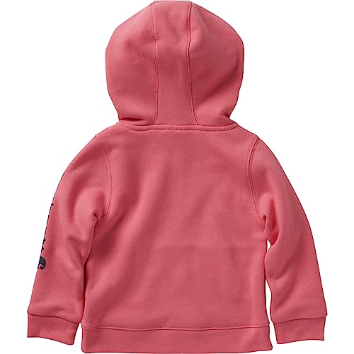 Carhartt Girls' Baby Long-Sleeve Half-Zip Hooded Sweatshirt, Pink Lemonade, 3 Months