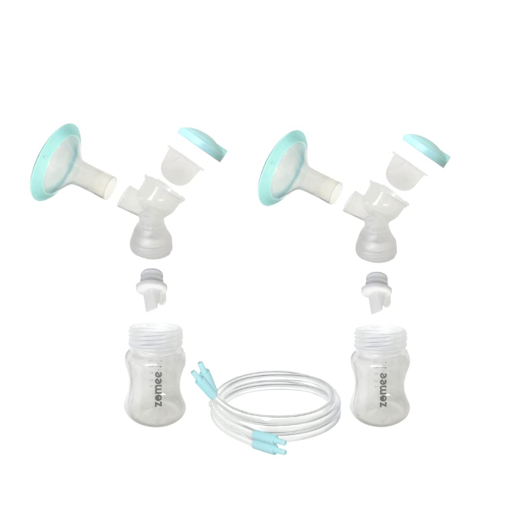 Zomee Double Breast Shield Kit Replacement Set for Z2 Size 24mm Includes; Breast Sheild Body, Diaphragms, Duckbill Valves, Tubes