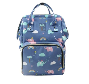 Mummakart Blue Elephant Print Baby Diaper Bag for Travel & Maternity | Multipocket WaterResistant Hospital Organiser for New Mo
