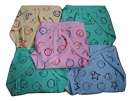 Cuckoos Baby BoyS & GirlS Cotton Hosiery Padded Nappies, Nappy, Langot Washable Reusable Cotton Diaper Nappy Pack Of 5 (612 M