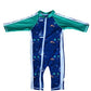Swimzip Little Boy Long Sleeve Sunsuit With Upf 50 Sun Protection, Blue Sailboat, 6-12 Months