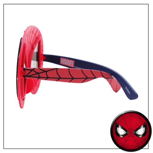 Sun-Staches Marvel Spider-Man Lil Characters Child Sunglasses Costume Accessory Uv400 Lenses, Red And Black Web Mask One Size Fi