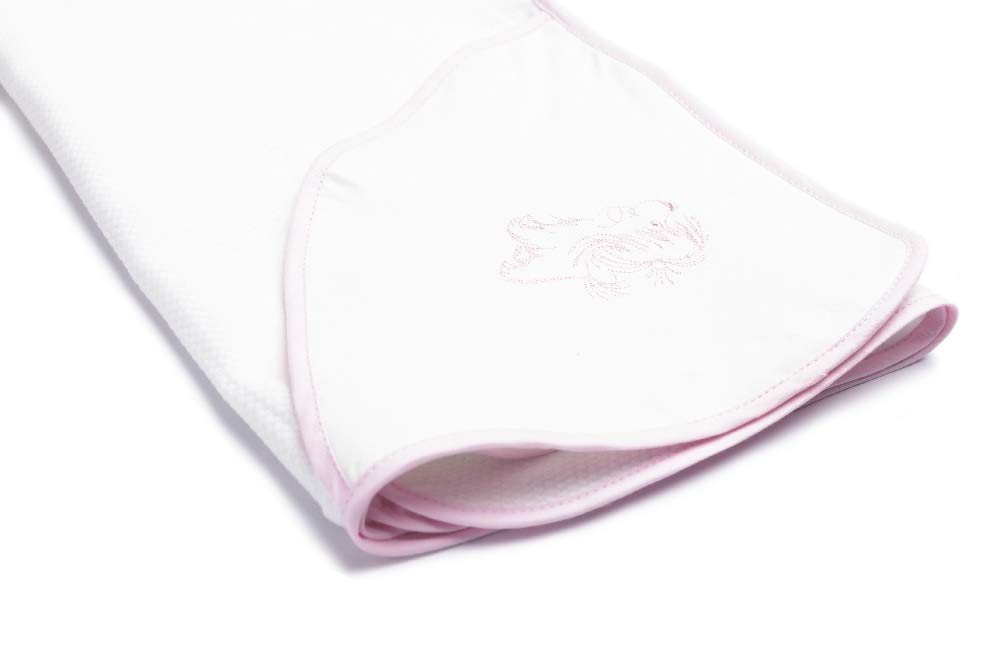 Hooded Baby Bath Towel with Embroidered Dog (Pink)
