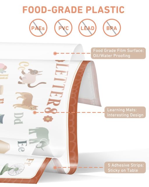 Babebay Disposable Placemats For Baby, 60 Pack Sticky Toddler Placemat For Restaurants, Dining Table, Party, Travel, 12' X 18'