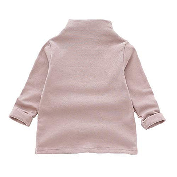Modntoga Toddler Turtleneck Baby Girl Boy Long Sleeve Shirt Solid Color Mock Neck Shirt Turtleneck Blouse Fall Winter Clothes (P