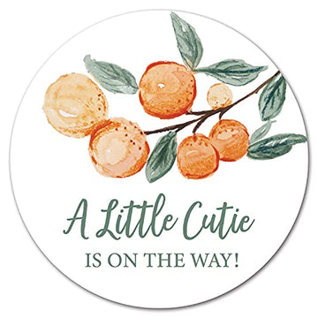 1.5' Round - Cutie Orange Baby Shower Stickers - Set Of 60
