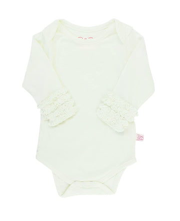 Rufflebutts Ivory Ruffled Long Sleeve Layering Bodysuit - Off-White - 18-24 Months