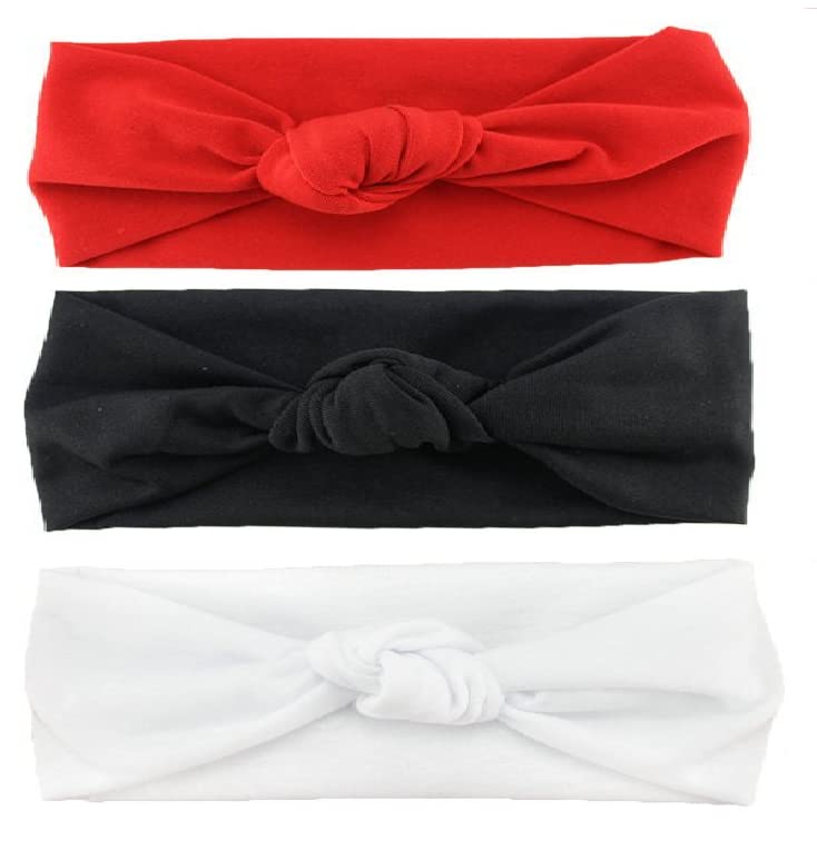 Myynti Baby Knotted Headbands Hair Bands Hair Accessories For Newborns Infants Toddlers And Kids RedWhiteBlack Pack Of 3