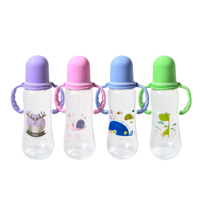 Pretty Baby, 4-Pack Anti-Colic Baby Bottles With Handles - 7.5Oz (220Ml) | Bpa-Free, Vented For Gas & Colic Relief, Breastfeedin
