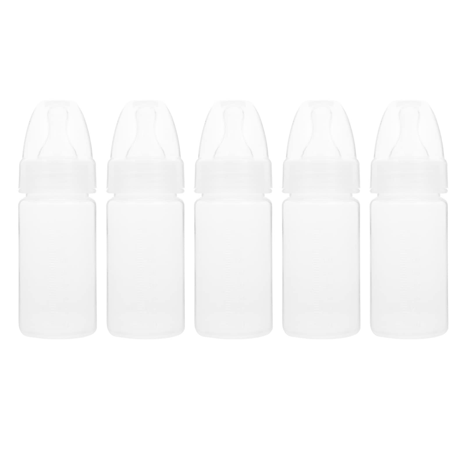 Exceart Ewborn Disposable Milk Bottle 5Pcs Clear Scale Milk Powder Bottles Infants Baby Bottles With Nipple (White)