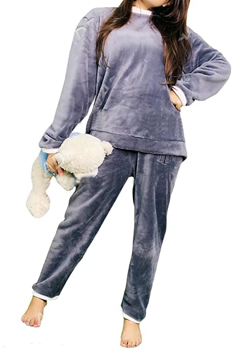 Cigain Pack of 1 Set Girls Regular Fit Comfort Soft Fluffy Full Sleeves Sweater Winter Wear Nightwear Pyjama Top Set Sleep Wear 
